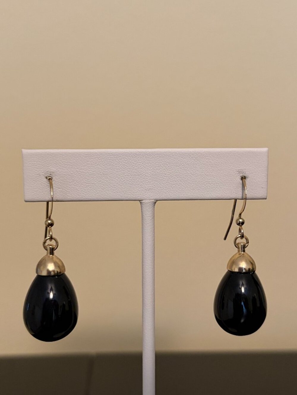 Black/Gold Tear Drop Dangle Earrings